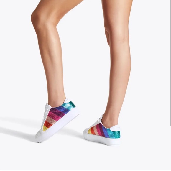Kurt Geiger Shoes - Kurt Geiger Laney stripe crystal rainbow white sneaker shoe size 38.5